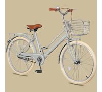 JNPGVTCD Adult Commuter Bicycle, Double Beam Frame Cruiser for City Travel, Adjustable Handlebar and Saddle with Rear Cargo Rack, Front Brakes Safe Riding
