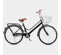 JNPGVTCD Adult Commuter Bicycle, Double Beam Frame Cruiser for City Travel, Adjustable Handlebar and Saddle with Rear Cargo Rack, Front Brakes Safe Riding