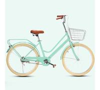 JNPGVTCD Adult Commuter Bicycle, Double Beam Frame Cruiser with Adjustable Handlebar and Saddle, Rear Cargo Rack, Front Brakes for City Travel Leisure Riding