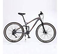JNPGVTCD Adult Mountain, 27.5 inch Wheels, Trail High Carbon Steel Bicycles, 9/10/11/12-Speed Bicycle Full Suspension MTB Gears Dual Disc Brakes Bicycle, Grey