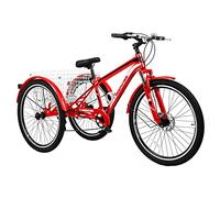 JNPGVTCD Adult Mountain Tricycle, 7 Speed Three Wheel Cruiser, 24/26/27.5 Inch Adults Trikes with Shopping Basket, Exercise Men's Women's Tricycles, Multiple Colors Bright Red 27.5