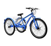 JNPGVTCD Adult Mountain Tricycle, 7 Speed Three Wheel Cruiser, 24/26/27.5 Inch Adults Trikes with Shopping Basket, Exercise Men's Women's Tricycles, Multiple Colors Blue 26" Tire