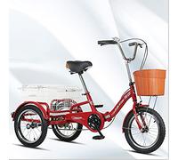 JNPGVTCD Adult Tricycle 16'' Three Wheels Cruiser with Cargo Basket Single-Speed Suitable for Leisure Picnics & Shopping Large Bicycle Cycling Pedalling Red (Red)