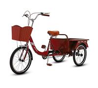 JNPGVTCD Adult Tricycle 3 Wheel 20In Three Cruiser Styles Bicycle Adjustable Three-Wheeled Bicycles for Seniors Women Men Cycling Pedalling Red-A