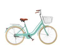 JNPGVTCD Adult Unisex City Commuter Cruiser Bicycle, Adjustable Handlebar and Saddle with Rear Cargo Rack, Front Brakes for Urban Travel Leisure Riding