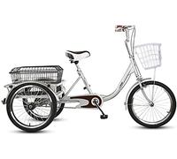 JNPGVTCD Adults Tricycle 3 Wheel Cruiser Trike, Adult 20 inch Three with Double Brake System Manpower Bicycles Cargo Basket for Sho