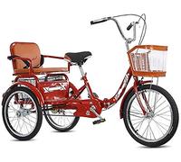 JNPGVTCD Adults Tricycle 3 Wheel Cruiser Trike, Adult Tricycles with Shopping Basket and Back Seat 20Inch Single Speed Three-Wheeled Bicycles Fo