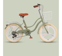 JNPGVTCD Classic City Bicycle for Women and Girls, 6-Speed Hybrid Commuter with Double Beam Frame, Sensitive Brakes, Front Basket Rear Cargo Rack Easy Traveling