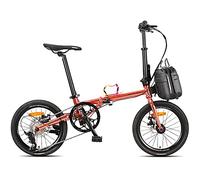JNPGVTCD Folding 16 Inch, City Bicycle Comfortable Lightweight 9 Speed Disc Brakes, Foldable Bicycles Portable Travel Exercise for Adults Men Women Variable-Speed