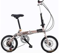 JNPGVTCD Folding Bicycle - Carbon Steel Frame, Variable Speed, Super Lightweight Design Ideal for Adults and Students, 14/16 Inch A Model