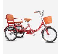 JNPGVTCD Folding Tricycle for Elderly, Human Powered Pedal Bicycle with Back Seat, Hydraulic Front Fork, Double Chain Drive Comfortable and Safe Riding