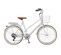 JNPGVTCD Hybrid Cruiser Bicycle for Youth Girls and Women, 6-Speed Urban Commuter with Front Basket & Rear Cargo Rack, Sensitive Brakes Safe Riding