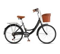 JNPGVTCD Hybrid Cruiser Bicycle for Youth Girls and Women, 7-Speed Urban Commuter with Front Basket & Rear Cargo Rack, Ideal City Beach Rides
