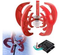 JNPGVTCD Micro Vertical 12V 24V Three-Phase Permanent Magnet Generator Wind Axle Turbine Model, DIY Portable Power Kit,Red-24V