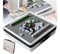JNPGVTCD Portable Electric Mahjong Table with 144 Magnetic Tiles for Auto Shuffling - Ideal Indoor & Outdoor Play, Compatible Chinese Filipino Styles, Plug-in Options