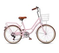 JNPGVTCD Women's Comfort City Bicycle with 6-Speed Finger Shifter, Sensitive Hand Brakes, Step-Through Frame, Front Basket and Rear Cargo Rack for Easy Commuting