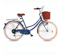 JNPGVTCD Women's Hybrid Cruiser, 6-Speed Urban Commuter with Headlight, Taillight, Front Basket & Rear Cargo Rack for Beach and City Rides