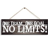 JNPLKM Retro Wood Plaque Signs 4 X 16 Inch Funny Decor Team One Team One Goal No Limits Woodsfarmhouse Rustic Wood Sign