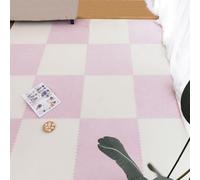 JNTFNE 12 Piece Jigsaw Foam Floor Mat,Puzzle Playmats,Interlocking Carpet Tiles with Border,Living Room,Bedroom,30 Cm and 60 Cm(Size:24x24x0.39 Inch,Color:Pink+Beige)