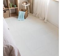 JNTFNE 12 Piece Jigsaw Foam Floor Mat,Puzzle Playmats,Interlocking Carpet Tiles with Border,Living Room,Bedroom,30 Cm and 60 Cm(Size:24x24x0.23 Inch,Color:Beige)