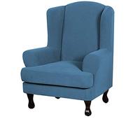 JNTFNE 2-seat Spandex Stretch Wingback Chair Cover 1 Seater Universal Protective Armchair(Blu Polvere)