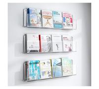 JNTFNE 3 PCS Over The Door Hanging Brochure Holder, Acrylic Magazine File Holders Wall for Literature Pamphlet Books Storage, Home Office RV Space-Saving Vinyl Record Organizer(Clear,L 40cm/15.7in)