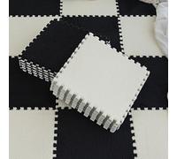 JNTFNE 36 Pcs -34.8 Sq Ft Interlocking Foam Tiles,Plush Puzzle Floor Mat,Play Mats,Carpet Squares,Splicing Floor Rugs,for Parlor Bedroom(Size:0.23 Inch,Color:Black+White)