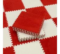 JNTFNE 36 Pcs -34.8 Sq Ft Interlocking Foam Tiles,Plush Puzzle Floor Mat,Play Mats,Carpet Squares,Splicing Floor Rugs,for Parlor Bedroom(Size:0.39 Inch,Color:Red+White)