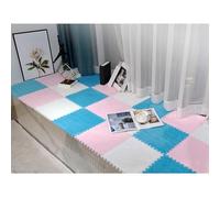 JNTFNE 36 Pieces Plush Interlocking Floor Tiles,12x12 Inch Carpet Squares,Puzzle Piece Floor Mat,Interlocking Foam Tiles,1x1 Ft(Size:0.23 inch,Color:Blue+White+Pink)