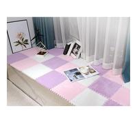JNTFNE 36 Pieces Plush Interlocking Floor Tiles,12x12 Inch Carpet Squares,Puzzle Piece Floor Mat,Interlocking Foam Tiles,1x1 Ft(Size:0.39 inch,Color:Pink+Purple+White)