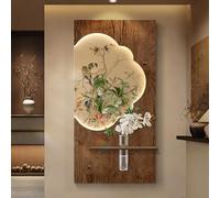 JNTFNE 3d Wall Decor Sandstone Art with LED Lights, Modern Green Plant Vase, Hanging Sculpture Mural for LivingRoom, Entryway, Hallway(Brown4,40 * 80cm/15.7 31.4in)