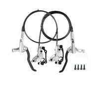 JNTFNE 4 Piston Mountain Bikes Hydraulic Brake Set 800mm Right Front 1400mm Left Rear Dual Brake Aluminum Brake Mountain Bikes Disc Brake Kit with Calipers (Color : Silver, Size : R Front L Rear)