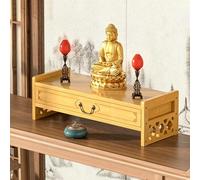 JNTFNE Bamboo Meditation Altar Table, Personal Shrine Table with Drawer, Prayer Offering Stand, for Devotional Practices, Offerings, and Display(Wood,69 * 16.5cm/27.2 6.5in)