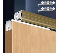 JNTFNE Ceiling Mounted Sliding Door Track Kit, Bypass Pocket Roller Set, Home Barn Single Hardware for Cabinet/Wardrobe(Champagne,2.2m(7.2ft))