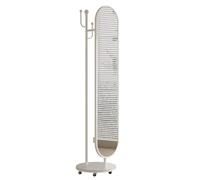 JNTFNE Full Length Mirror with Wheels, Rotatable Mirror with Coat Rack, Floor Standing Mirror with Storage Stand Full Body Mirror for Women Girls Home Bedroom Living Room, White