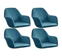 JNTFNE Luxury Velvet Dining Chair Slipcovers Set of 4 Stretchy Fabric with Arms Curved Back Design Peacock Blue Color for Room Office Kitchen Protect and Decorate Your Chairs