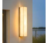 JNTFNE Modern Wall Light Outdoor with Resin Shade Alabaster Texture Long Linear Sconce IP65 Porch LED for Garden Courtyard Garage Patio Entryway