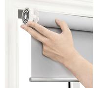 JNTFNE No Drill Blackout Roller Blind,Grey Waterproof Fabric Window Roller Shades,Thermal Insulated,UV Protection,for Home Ofiice Bathroom,Easy to Install,Custom,Width x Height (90cm x 110cm)