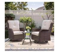 JNTFNE Patio Furniture Set Swivel Rcoker, 3 Pieces Outdoor Glider Rocking Chairs with Small Side Table Patio Swivel Glider Chair for Porch, Balcony and Garden