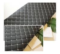 JNTFNE Quilted PU Fabric 3.0mm Leatherette Vinyl Leather Cloth Upholstery Material，Soft Smooth Upholstery，Does Not Wrinkle Easily，Sell By Meter(Black (Grey line),1.6x9m)