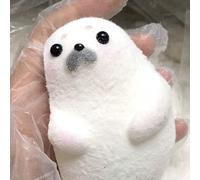 JNTFNE Seal Stress Relief Toys,Handmade Super Soft Sea Lion Squeeze Toys, Squishy Silicone Stress Rebound Toy,Cute Design for Anxiety Relief,Home,Office and Travel white