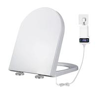 JNTFNE Smart Electric Heated Toilet Seat with Adjustable Temperature and D Shaped Design White Polypropylene (White)