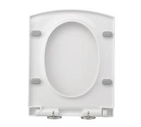 JNTFNE Square Toilet Seat Soft Close, 34.5 * 43cm White Lid Quick Release Button for Easy Cleaning and Top Fixing Adjustable Hinges, PP Durable Loo