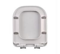 JNTFNE Square Toilet Seat Soft Close, 36 * 44cm White Lid Quick Release Button for Easy Cleaning and Top Fixing Adjustable Hinges, PP Durable Loo