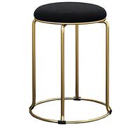 JNTFNE Velvet Round Foot with Metal LegsStylish Ottoman & Side Table for Living Room Bedroom Dressing AreaUpholstered Gold Accent Leg Rest Seating