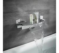 JNTFNE Wall Mounted Waterfall Bath Taps Hot and Cold Brass Bath Mixer Tap Waterfall Bathtub Faucet Chrome