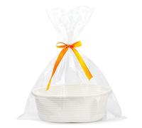 JNTMNFXI Woven Rope Hamper Basket - Empty Gift Basket with Ribbon for Baby Shower, Wedding, Birthday, Christmas