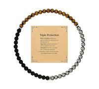 JNUIEU Triple Protection Necklace for Men Women 18" 20" 22" Black Obsidian Hematite Tiger Eye Beaded Natural Stone Necklaces Mens jewelry 8mm Beads, One Size, Natural Stone, No Gemstone