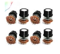 JNURGWLYH Replacement Parts microswitch 8Pcs 6mm Knurled Shaft 10Pin Rotary Switch Potentiometer 2-Pole 4-Position 2P4T