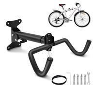 JNUYISW Bike Wall Mount, Adjustable Distance Foldable Bike Hanger with Helmet Hook, Foam Padded 30kg Load Capacity Bike Storage Rack for MTB, Road Bike, E-Bike Bicycle Holder for Garage, Indoor